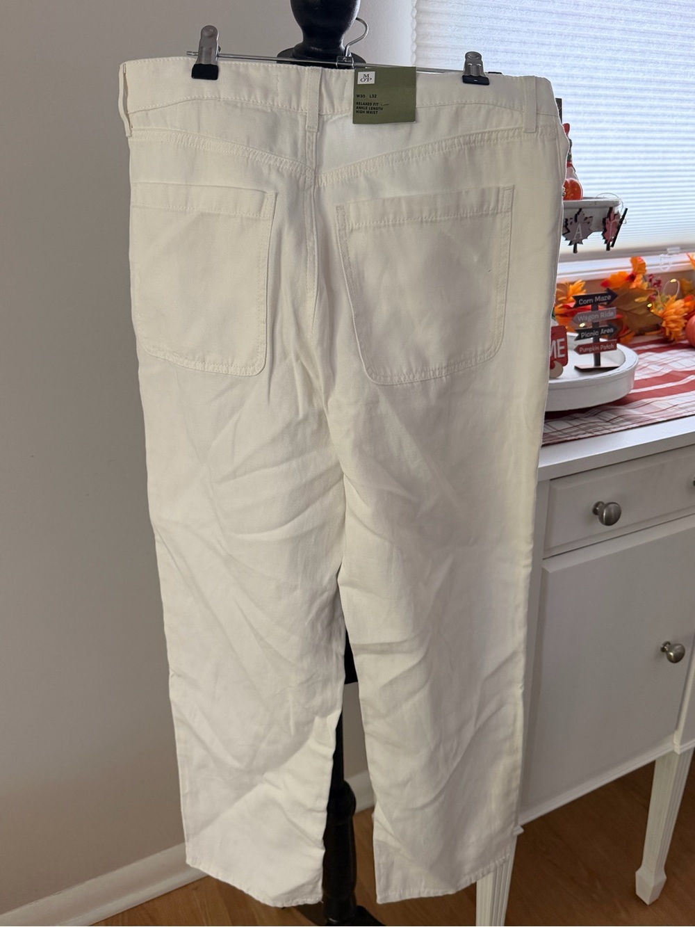 Designer Casual Straight-Leg Pants in White